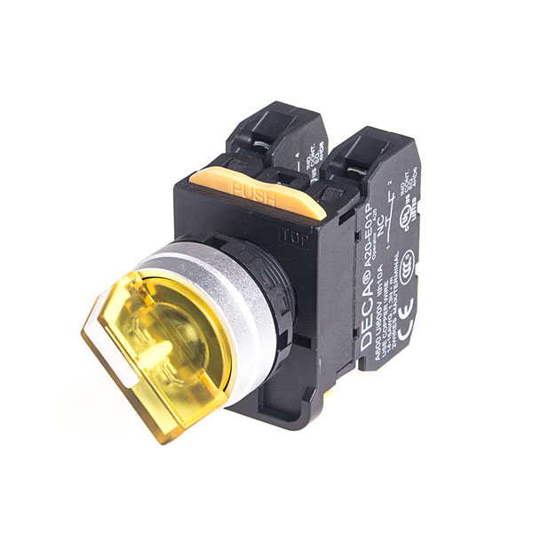 22mm Led Illuminated Selector Switch Metal Bezel 2 Positions Spring