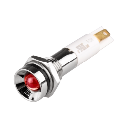 LED Indicator, 8mm Mounting, Protrusive Head type, IP67, Red, 24V DC