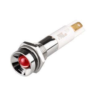 LED Indicator, 8mm Mounting, Protrusive Head type, IP67, Red, 110V AC