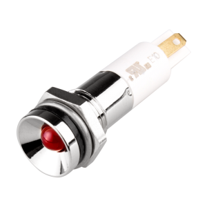 LED Indicator, 10mm Mounting, Protrusive Head type, IP67, Red, 24V DC