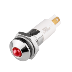 LED Indicator, 10mm Mounting, Round Head type, IP67, Red, 110V AC