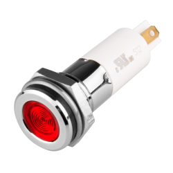 High intensity LED Indicator, 12mm Mounting, Hight bright, Flat Head type, IP67, Red 110V AC