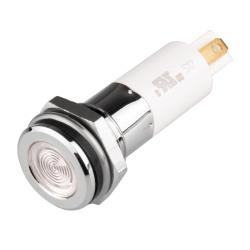 High intensity LED Indicator, 12mm Mounting, Hight bright, Flat Head type, IP67, White, 110V AC