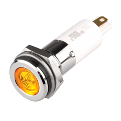 High intensity LED Indicator, 12mm Mounting, Hight bright, Flat Head type, IP67, Yellow, 110V AC