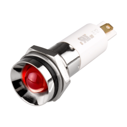 LED Indicator, 12mm Mounting, Protrusive Head type, IP67, Red, 24V DC