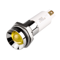 LED Indicator, 12mm Mounting, Protrusive Head type, IP67, Yellow, 110V AC