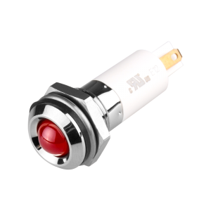 LED Indicator, 12mm Mounting, Round Head type, IP67, Red, 110V AC