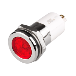High intensity LED Indicator, 16mm Panel hole, Flat Head type, Red, 24V DC
