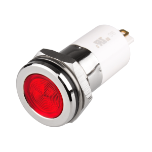 High intensity LED Indicator, 16mm Panel hole, Flat Head type, Red, 110V AC