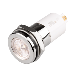 High intensity LED Indicator, 16mm Mounting, Hight bright, Flat Head type, IP67, White, 12V DC