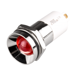 LED Indicator, 16mm Mounting, Protrusive Head type, IP67, Red, 24V DC