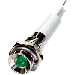 LED Indicator, 6mm Panel hole, Protrusive Head type, Green, 03V DC