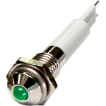 LED Indicator, 6mm Panel hole, Round Head type, Green, 3V DC