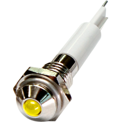 LED Indicator, 6mm Panel hole, Round Head type, Yellow, 3V DC