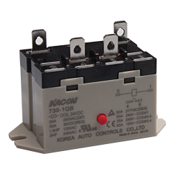 Electro Mechanical Power Relay, Panel mount & Quick connector(#250), 30A SPST NO, 110VAC coil input