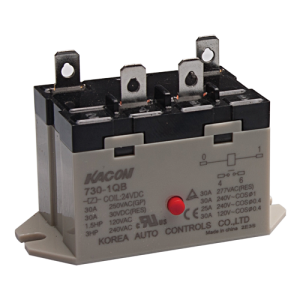 Electro Mechanical Power Relay, Panel mount & Quick connector(#250), 30A SPST NO, 24VDC coil input