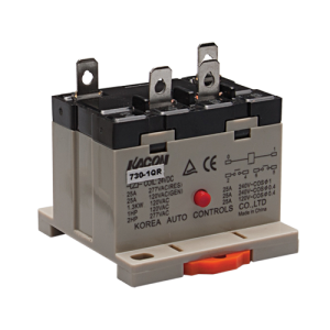 Electro Mechanical Power Relay, DIN raill mount & quick connector(#250), 30A SPST NO, 220VAC coil input