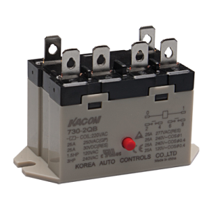 Electro Mechanical Power Relay, Panel mount & quick connector(#250), 25A DPST NO, 24VDC coil input