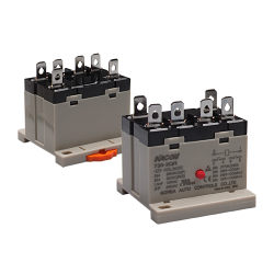 Electro Mechanical Power Relay, DIN Rail mount & Quick connector(#250), 25A DPST NO, 220VAC coil input