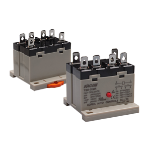 Electro Mechanical Power Relay, DIN Rail mount & Quick connector(#250), 25A DPST NO, 110VAC coil input