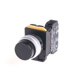 22mm Maintained pushbutton switch, Metal bezel extended head, 1NO, Black