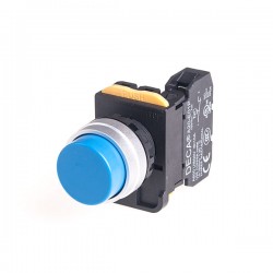 22mm Maintained pushbutton switch, Metal bezel extended head, 110V 10A 1NC,  Blue