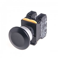 22mm Maintained pushbutton switch, Metal bezel mushroom head, 110V 10A 1NC, Black