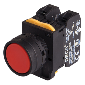 22mm Maintained pushbutton switch, 1NC, Red