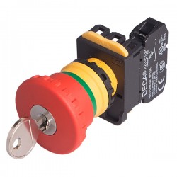 22mm Emergency stop switch with Key Release, 1NO 10A 110V, Red