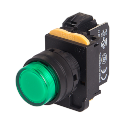 22mm LED Illuminated maintained pushbutton switch, 1NC 10A 110V, Green LED 110V AC/DC