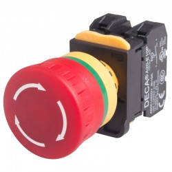 22mm Illuminated Emergency stop switch, 1NC 10A 110V, Red LED 12V AC/DC