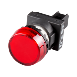 22mm LED Pilot lamp, Flush type with marking plate, 6V AC/DC, Red Lens