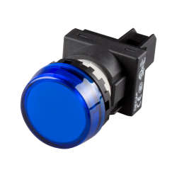 22mm LED Pilot lamp, Flush type with marking plate, 24V AC/DC, Blue Lens