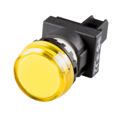 22mm LED Pilot lamp, Flush type with marking plate, 24V AC/DC, Yellow Lens
