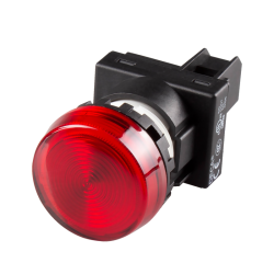 22mm LED Pilot lamp, Flush type, 110V AC/DC, Red Lens