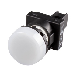 22mm LED Pilot lamp, Flush type, 110V AC/DC, White Lens