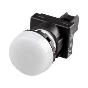 22mm LED Pilot lamp, Flush type, 24V AC/DC, White Lens