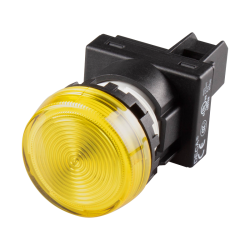 22mm LED Pilot lamp, Flush type, 6V AC/DC, Yellow Lens