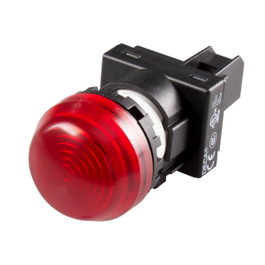 22mm LED Pilot lamp, Dome type, 12V AC/DC, Red Lens