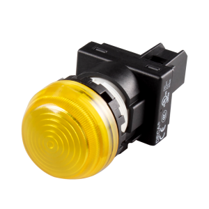 22mm LED Pilot lamp, Dome type, 6V AC/DC, Yellow Lens