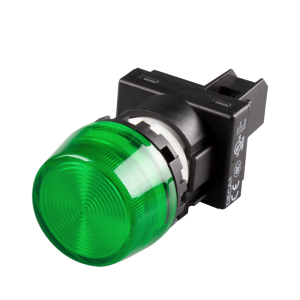 22mm LED Pilot lamp, Extended type, 6V AC/DC, Green Lens