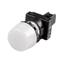 22mm LED Pilot lamp, Extended type, 6V AC/DC, White Lens