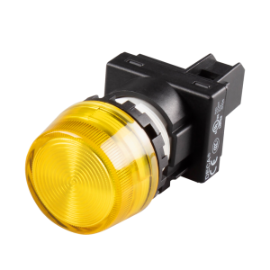 22mm LED Pilot lamp, Extended type, 220V AC/DC, Yellow Lens