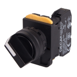 22mm Selector switch, 2 positions, Spring return from right, 2NC, Black Knob
