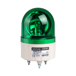 Beacon rotating light, 86mm green lens, Stud mount, Incandescent bulb, 12V AC/DC 8W