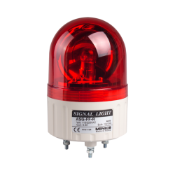 Beacon rotating light, 86mm red lens, 80dB sound, Stud mount, Incandescent bulb, 12V AC/DC 8W