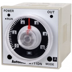 Autonics Timer, 1/16 DIN, 6 operation modes, 0.05sec - 100hr setting range, DPDT(2c), 100-240VAC/24-240 VDC, (11 pins socket req'd)