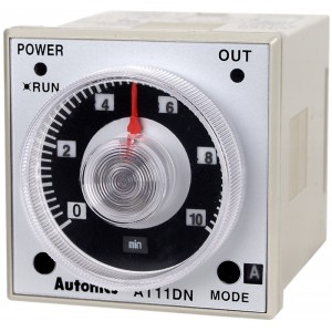 Autonics Timer, 1/16 DIN, 6 operation modes, 0.05sec - 100hr setting range, DPDT(2c), 24VAC/24VDC, (11 pins socket req'd)