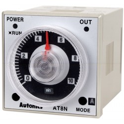 Autonics Timer, 1/16 DIN, 6 operation modes, 0.05sec - 100hr setting range, DPDT or SPDT Timed/Instant., 24VAC/24VDC, (8 pins socket req'd)