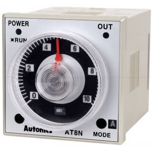 Autonics Timer, 1/16 DIN, 6 operation modes, 0.05sec - 100hr setting range, DPDT or SPDT Timed/Instant., 12VDC, (8 pins socket req'd)